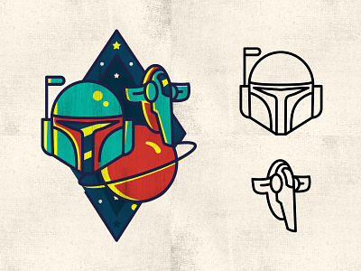 Boba Fett adobeillustrator boba fett icon illustration logo mandalorian monoline star wars the force vector