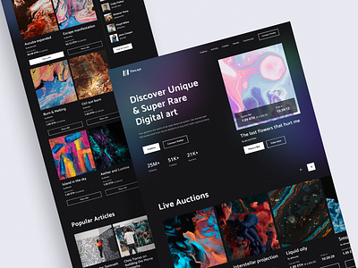 Thrs.xyz - NFT Marketplace art clean crypto art cryptocurrency dark design homepage landing landing page marketplace modern nft nft market nfts token ui ui design ux web design website