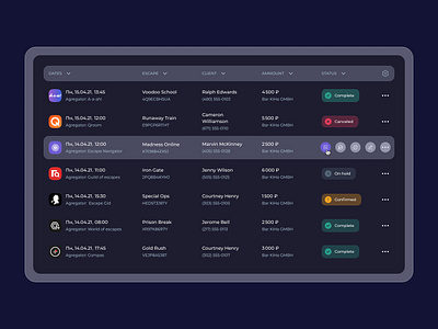 Table row with actions actions clean dark design desktop figma minimal row row actions table table actions table row table template user experience user interface ux ux design web web app web design