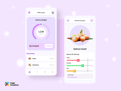 Macro counting app - Healthy Concept app capi clean creative design diet figma fitness food graphic design healthy heathcare ios mobile nutrition stat ui ui kit ux