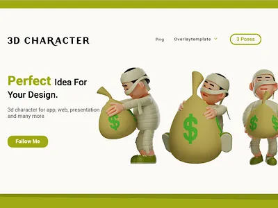 Cartoon Little Funny Mummy with Three Pose 3d 3d character art character character design character illustration elements graphic graphic design graphic elements graphics graphics design illustration mummy popular trending trendy web design web development website