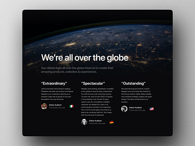 Reviews & Feedbacks - Harmony Studio Landing page agency landing page agency website client review customer customer review dark dark theme design studio feedback international agency landing page landingpage minimal portfolio design ratings reviews web design