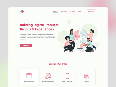 Daily UI Challenge : 003 - Landing Page branding design digital agency graphic design landing page ui ui ux