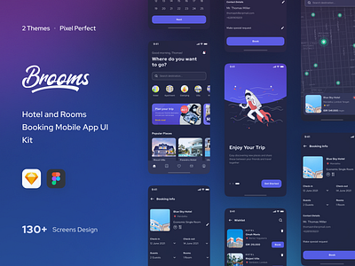 Brooms UI Kit - Full Preview (Dark Mode)