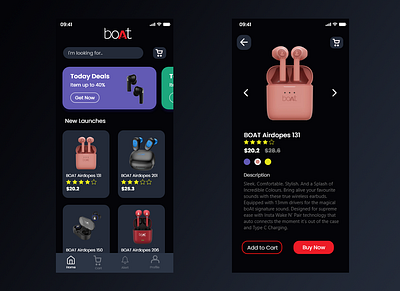 E-Commerce App For boAt. branding graphic design logo ui