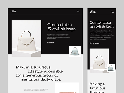 Winx. Mobile Version bag bag product design ecommerce ecommerce website mobile responsive design mobile version online store responsive ui ui ux web website