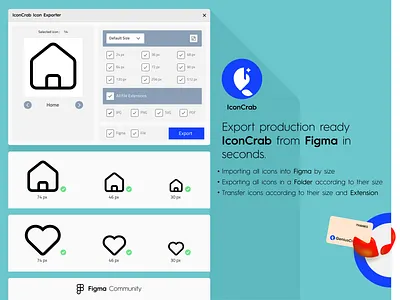 IconCrab - Icon Exporter branding color creator design figma figmacommunity icon iconcrab iconexport illustration logo plugin typography ui ux vector
