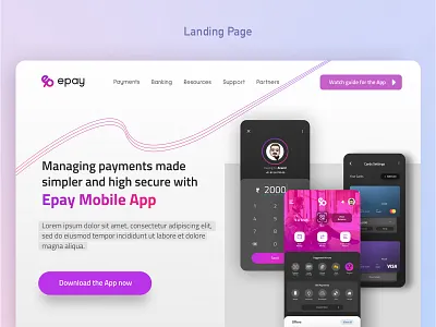 epay - Landing Page for App Promo branding design figma graphic design landing page logo minimal ui vector web web design