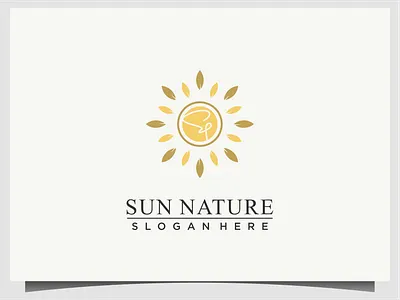 sun nature with leaf logo design design icon illustration leaf logo nature sun symbol