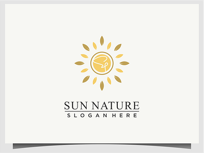 sun nature with leaf logo design design icon illustration leaf logo nature sun symbol