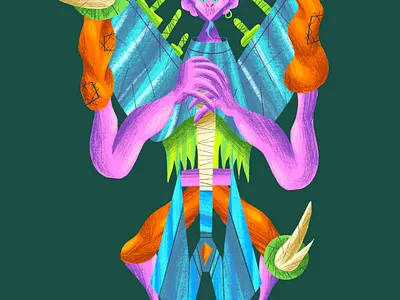 Zuka the Lurker blue bright character character concept character design dandd drawn dungeons and dragons fun graphic green illo illustration orange personal pink procreate purple texture