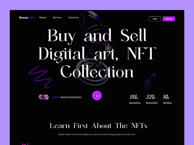 NFT Landing Page Design agency bitcoin blockchain branding clean design graphic design home page landing page nft nft landing page nfts token ui ux web website