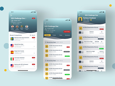 Competition Organizer App UI Design clean ui competition design studio flutter hero banner interaction design marathon minimalist mobile app ui mobile app ui design react native runners running sports tracking trending shot