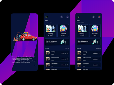 Driver Booking & Daily activity activity amazing design animation app design dashboard design illustration iphone logo mobile app design mobile application mobile ui motion popular trend trending ui ui ux ui design