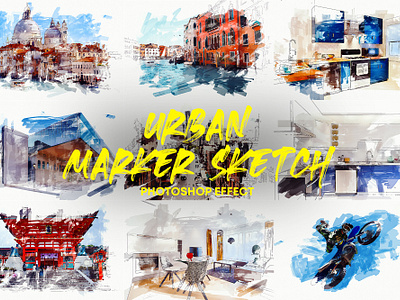 Urban Marker Sketch Photoshop Effect action art branding concept art design drawing effects illustration inspiration marker sketch pencil sketch photoshop effect social media banner urban vector watercolor