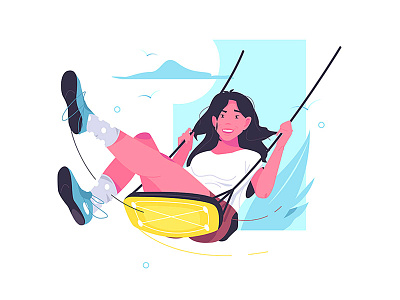 On the swing background branding business cartoon character design graphic design illustration logo person ui vector