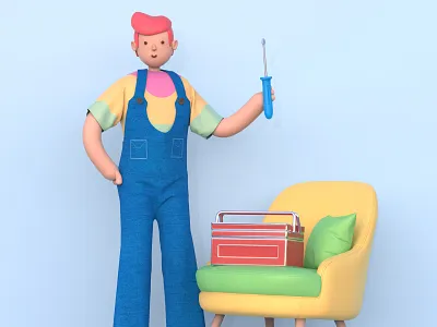 Do it yourself 3D Illustration 3d 3d assets 3d illustration branding colours creative design diy do it yourself fresh illustration people tool guy tools