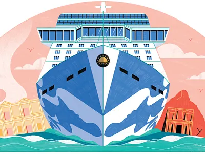 Journey Magazine - Princess Cruises boat colour cruise design editorial illustration illustration print