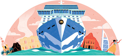 Journey Magazine - Princess Cruises boat colour cruise design editorial illustration illustration print