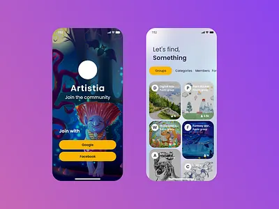 Artist Community artist community design mobile app ui user interface