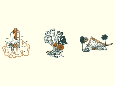 Go With the Spirit desert design flowers illustration midcentury nasa plants retro shuttle space vector