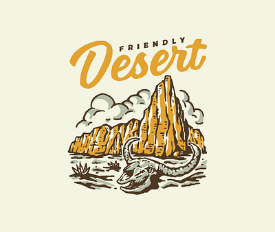 Friendly desert apparel badge cowboy hand drawn illustration t shirt design vintage western wild west