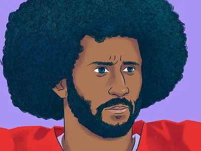 Colin Kaepernick black lives matter digital drawing football illustration kneeling portrait racial justice san francisco social justice sports