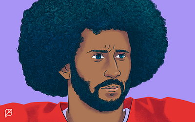 Colin Kaepernick black lives matter digital drawing football illustration kneeling portrait racial justice san francisco social justice sports