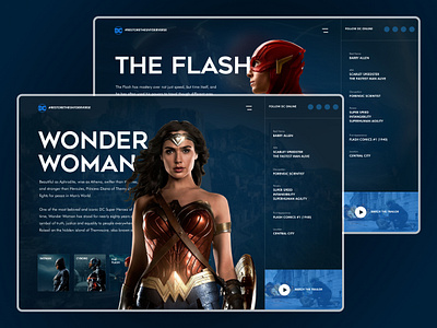 DC Character Website comic books dc comics graphic design snyderverse ui ui design web de web design website