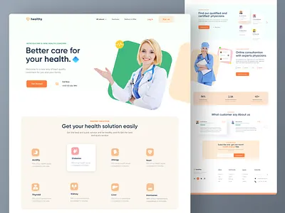Healthy- Medical Landing Page 2021 best shot clean design doctors health health care landing page landing page ui minimal ui ui design uiux web design website