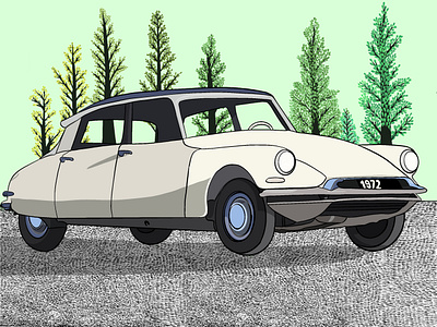 "Citroën DS 1972" Procreate Illustration art car citroën colourful design digital drawing eloise eloise ponnau eloiseponnau illustration oldtimer pastel ponnau procreate procreate app procreate art trees
