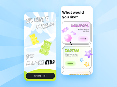 UI Elements | Kido 2d candies candy categories category children collage design desire agency graphic design gummy bear iconography icons kids menu sugar free sweets ui ui elements user interface