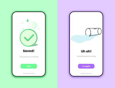 Flash messages (success & error) - UI Design error messages flash message illustration mobile mobile app mobile app design success ui ui design ui illustration ui mobile web illustration