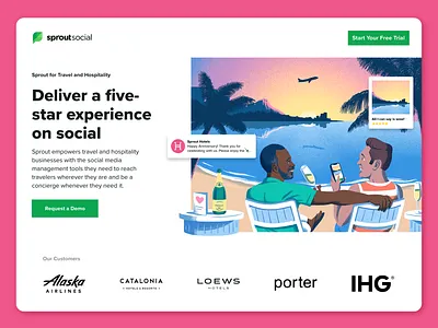 Travel & Hospitality Industry Page couple digital drawing hawaii holiday hospitality hotel illustration lgbtq relaxation resort trip tropical vacation