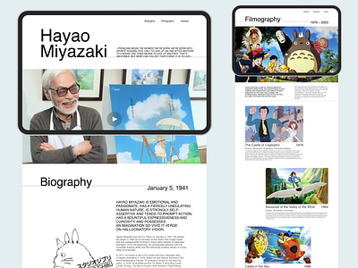 Hayao Miyazaki portfolio website design anime branding design graphic design landing miyazaki ui uiux ux vector web webdesign website