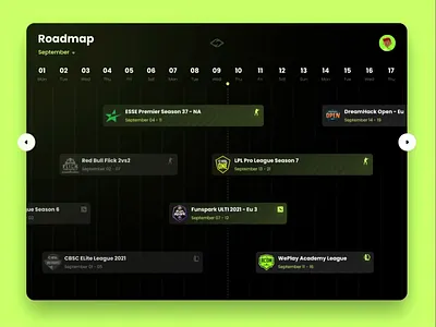 CS:GO Turnament Roadmap animation betting calendar counter strike csgo dark dota esport figma league of legends matches predict roadmap svetlakov tournaments ui ux yellow