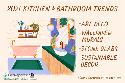 Kitchen & Bathroom Trends art deco bathroom bathtub hand lettering illustration lettering rug sink tile