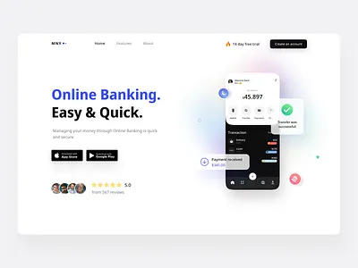 Online banking - Landing page bank bank account banking card design digital bank finance finance app fintech landing page mobile bank money transfer online banking payment product design transfer ui ux wallet app webpage