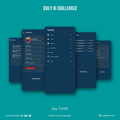Daily ui 007 - Setting Page daily ui 002 daily ui 2 daily ui challenge dailyui dailyuichallenge design ui ux