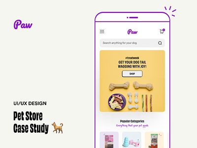 Paw - Pet Store UI/UX Case Study case study design dog store e-commerce interface ios pet app pet shop app pet store product design ui user experience ux