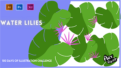 Day-20-Plant Illustration-Water Lilies branding design flat graphic design illustration logo typography ui ux vector