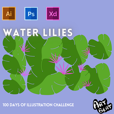 Day-20-Plant Illustration-Water Lilies branding design flat graphic design illustration logo typography ui ux vector