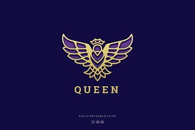 Luxury Queen Bird Line Art Logo 3d 3d letter abstract animation branding concept creative design graphic design illustration logo luxury motion graphics synthwave typography ui vector