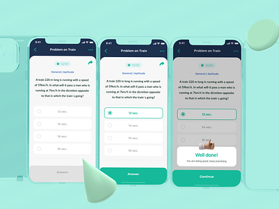 AptiNest mobile app answer app branding card clean design gradient ios question study swipe ui ux