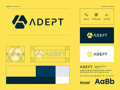 ADEPT Brand Overview adapt adept branding chair gaming gg logo mark modular sustainable yellow