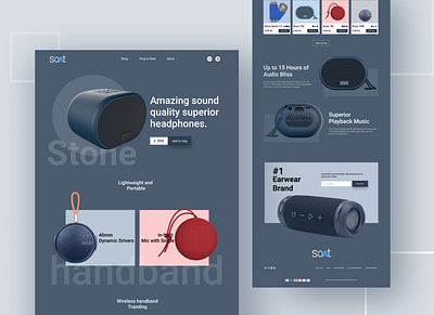 Portable Stone Speaker landing Page audio brand branding homepage landing landingpage product product design project saas stone speaker task web design workflow