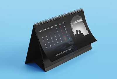 Desk calendar design black month