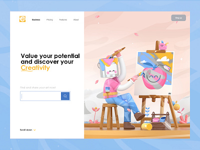 Mr. art! 3d 3d art art artwork colors creativity dribbble graphic design illustration kawai kawaii art landing page nature lover paint uiux design user interface design ux design web web design website design