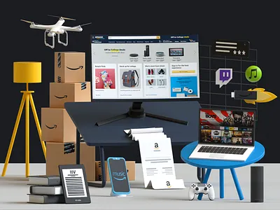 3D ILLUSTRATION - AMAZON 3d 3d art 3d illustration 3dart 3dillustration 3dmodelling animation branding c4d cinema4d design graphic design illustration logo motion graphics shopping ui