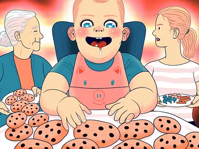 Hungry Baby baby cartoon digital drawing high chair illustration infant